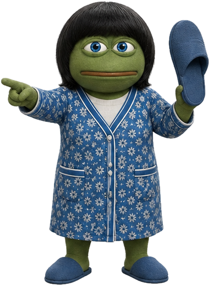 PEPE VAY-YA pointing with a slipper